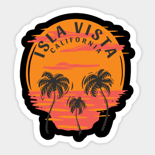 Isla Vista California Sunset Skull and Palm Trees Sticker